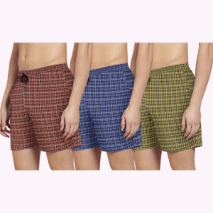 MEN CHECK COTTON BOXERS (PACK OF 3)
